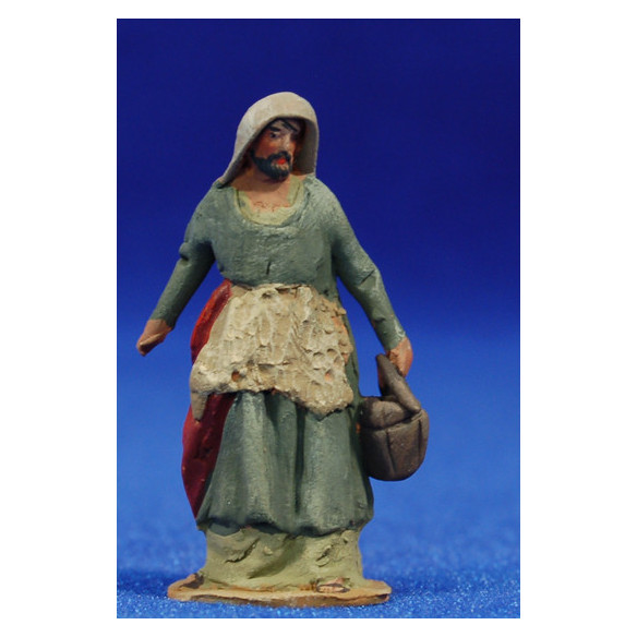 Pastor con cubo 4 cm barro pintado De Francesco