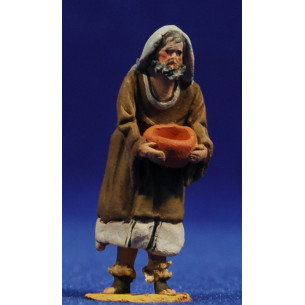 Pastore con vasoio semi adorazione 4 cm terracotta dipinte De Francesco