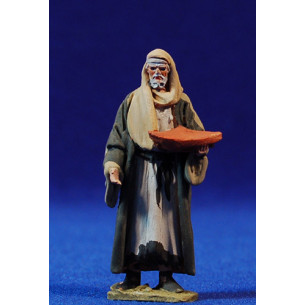 Pastore con vassoio 5,5 cm terracotta dipinte De Francesco