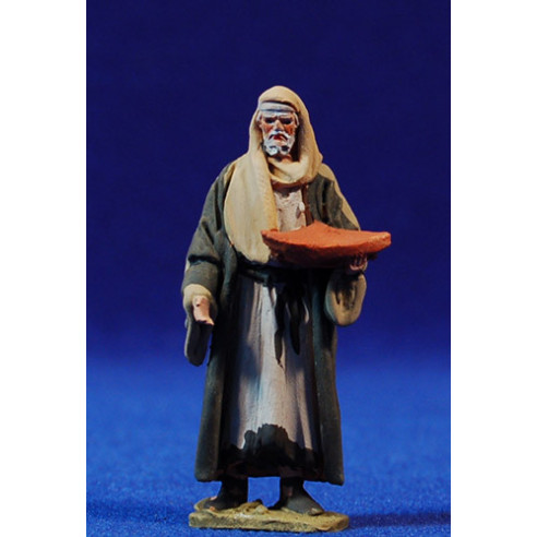 Shepherd with a tray 5,5 cm clay painted De Francesco