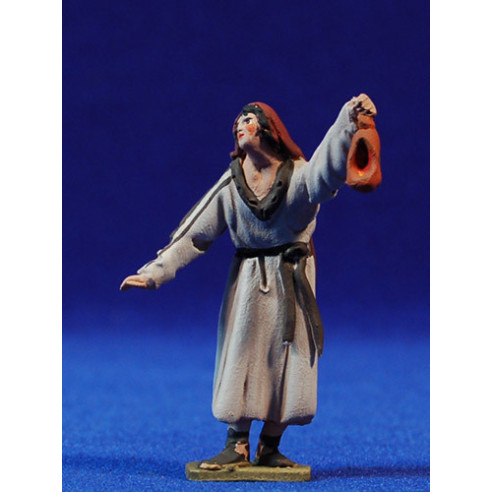 Pastore con torcia 5,5 cm terracotta dipinte De Francesco