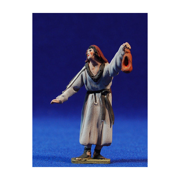 Pastore con torcia 5,5 cm terracotta dipinte De Francesco