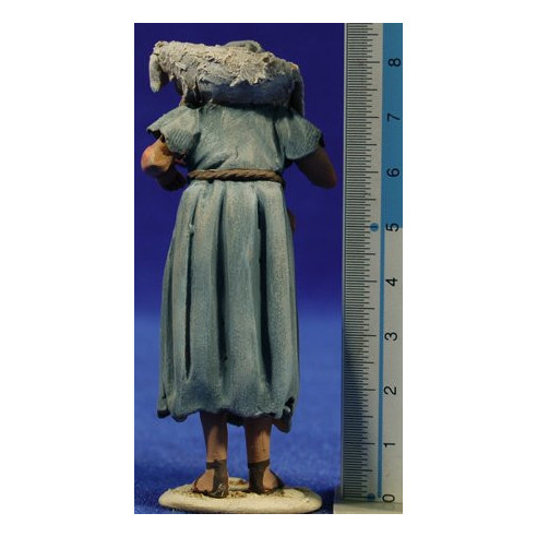 Shepherd lamb on shoulders 8 cm clay painted De Francesco