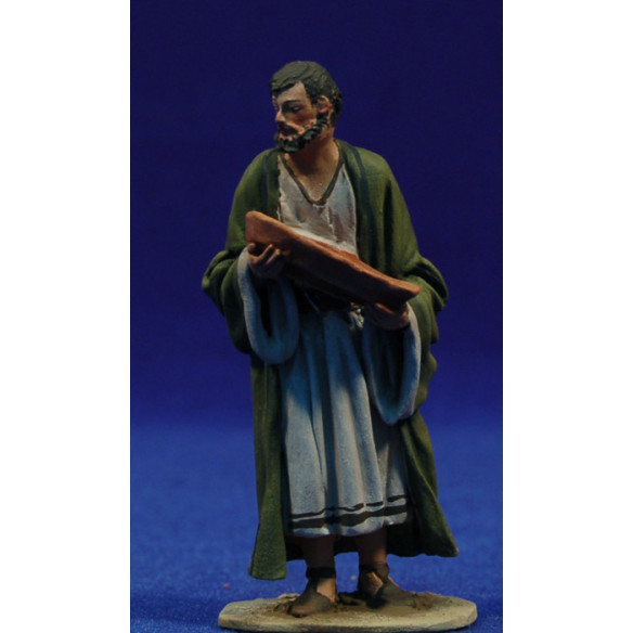 Shepherd with a disch 8 cm clay painted De Francesco