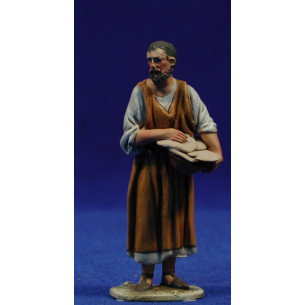 Shepherd with bread 8 cm clay painted De Francesco