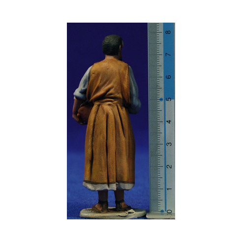 Shepherd with bread 8 cm clay painted De Francesco