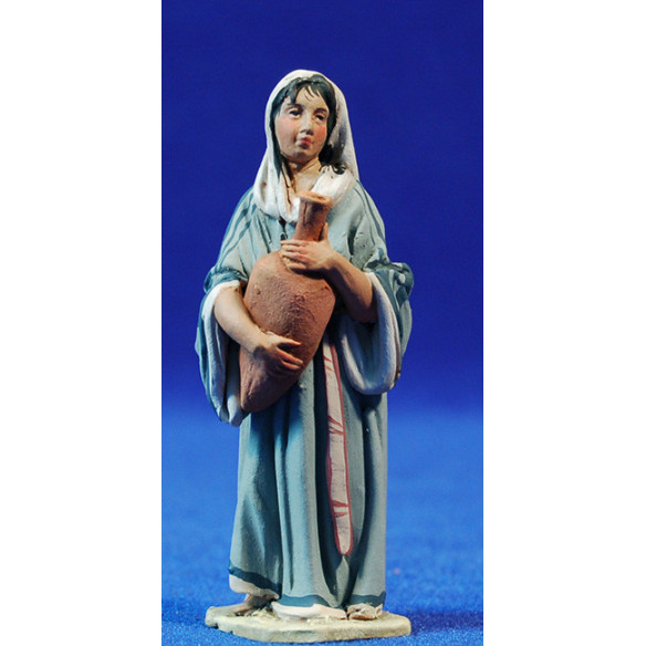 Pastora con jarra M2 8 cm barro pintado De Francesco