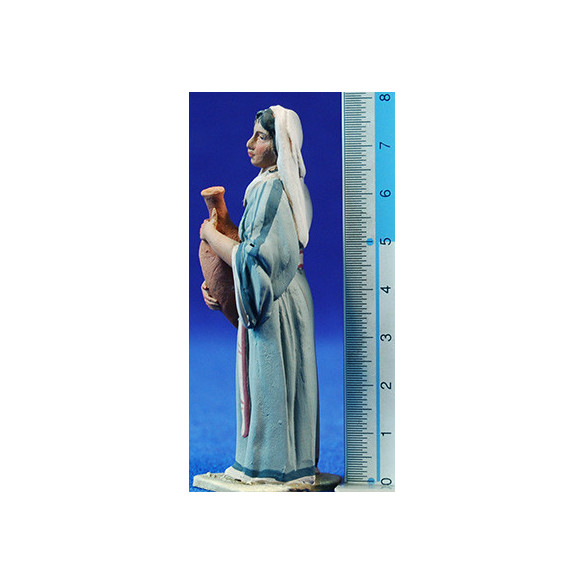 Pastora con jarra M2 8 cm barro pintado De Francesco