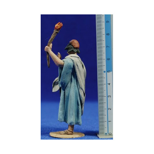 Pastor con antorcha 8 cm barro pintado De Francesco