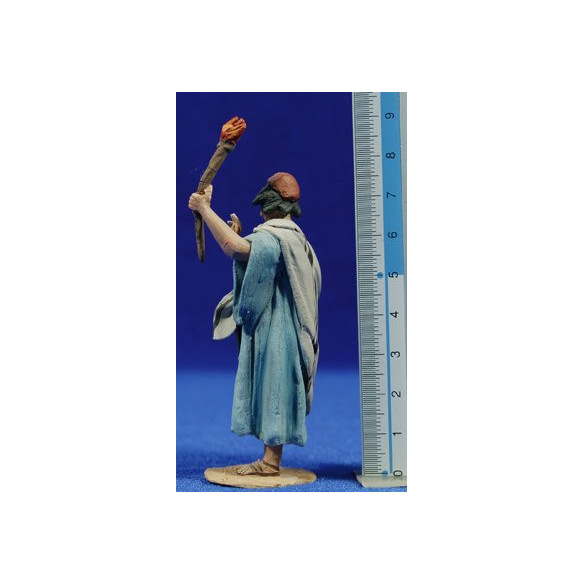 Pastor con antorcha 8 cm barro pintado De Francesco