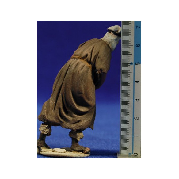 Shepherd with chicken addoring 8 cm clay painted De Francesco