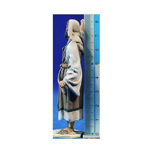 Shepherd with a pointing stick 8 cm clay painted De Francesco