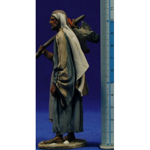 Pastor gallina espalda 10 cm barro pintado De Francesco