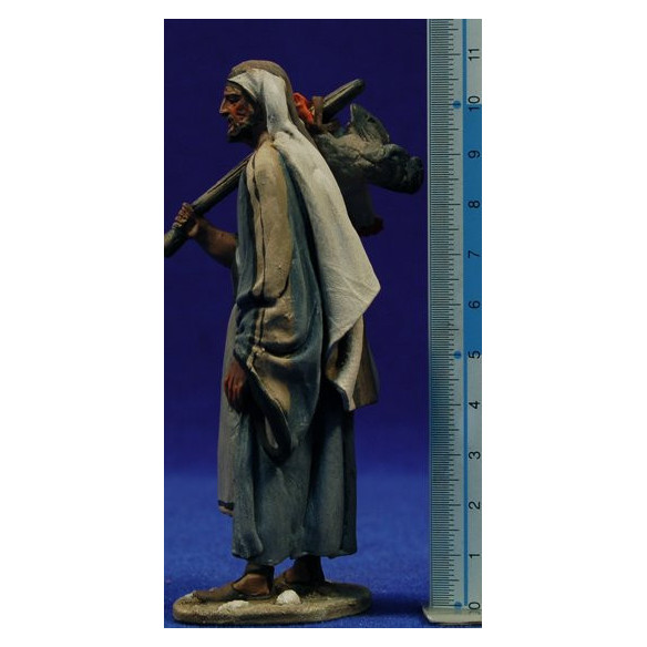Pastor gallina espalda 10 cm barro pintado De Francesco