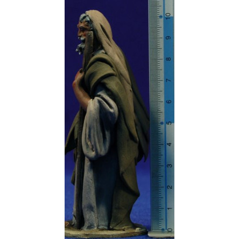 Pastor bastón y capucha 10 cm barro pintado De Francesco
