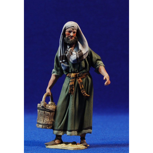 Shepherd with bucket 10 cm clay painted De Francesco
