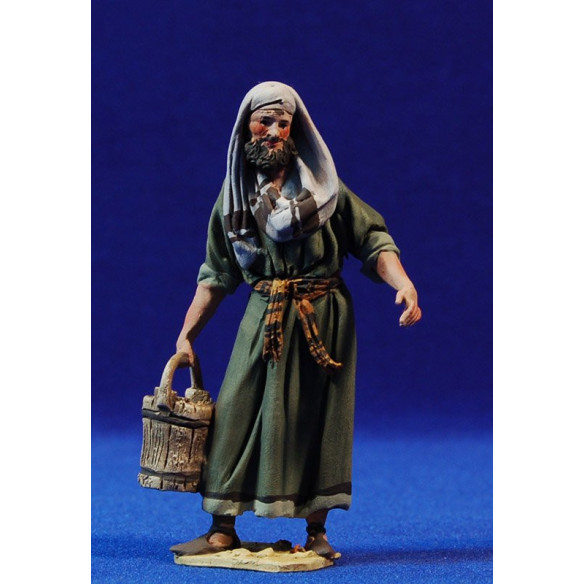 Pastore con secchio 10 cm terracotta dipinte De Francesco