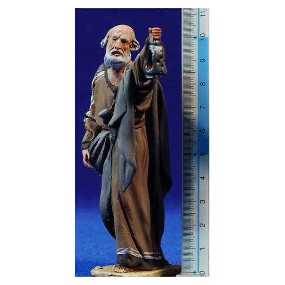 Pastore con torcia 10 cm terracotta dipinte De Francesco
