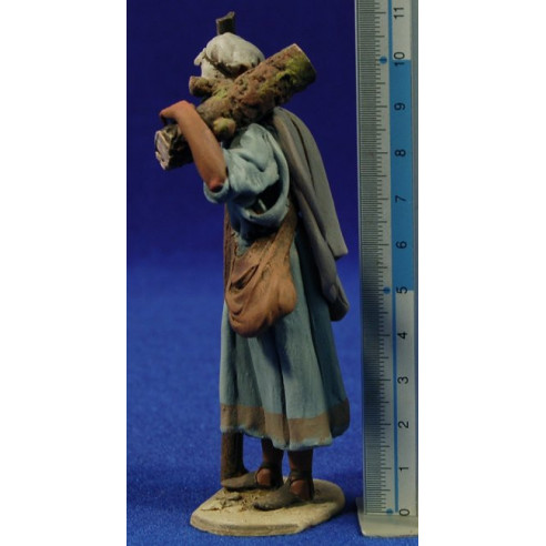 Pastor fajo leña 10 cm barro pintado De Francesco