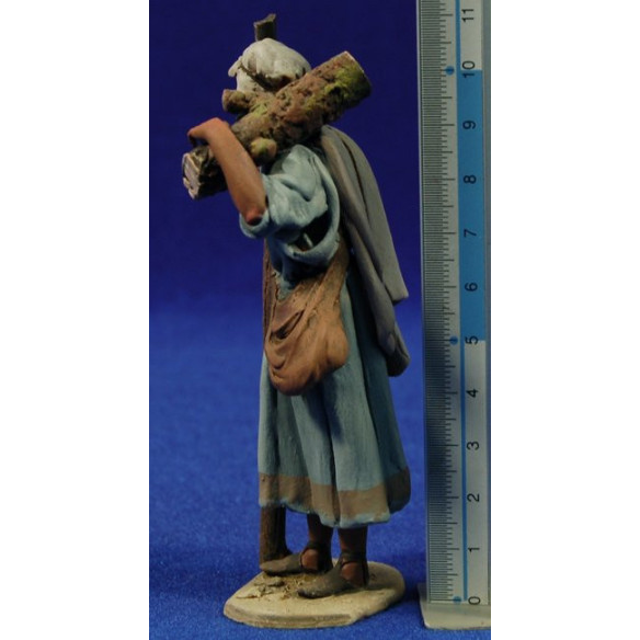 Pastor fajo leña 10 cm barro pintado De Francesco