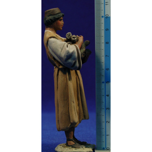 Pastor fajo leña M2 10 cm barro pintado De Francesco