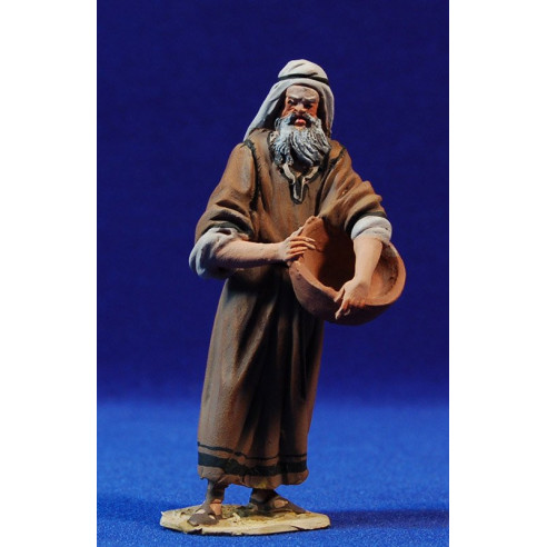 Shepherd with basket 10 cm clay painted De Francesco