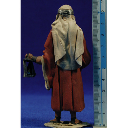 Shepherd with lantern 10 cm clay painted De Francesco