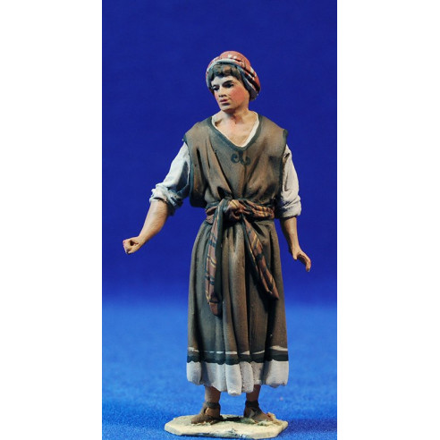 Shepherd on road 10 cm clay painted De Francesco
