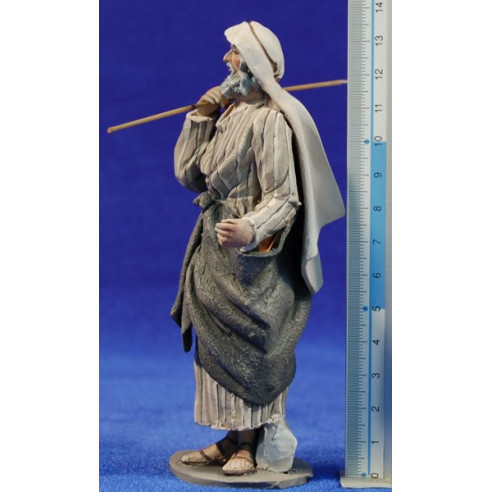 Pastore con bastone e sacco 14 cm terracotta dipinte De Francesco