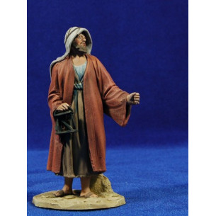 Shepherd with light 14 cm clay painted De Francesco