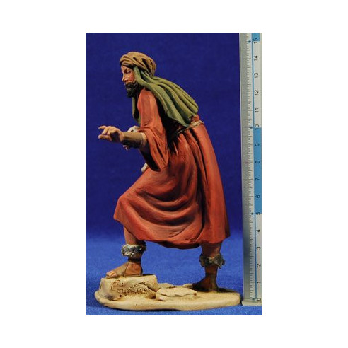 Pastor cordero brazos 15 cm barro pintado De Francesco