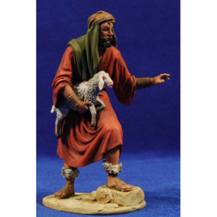Pastore con agnello 15 cm terracotta dipinte De Francesco