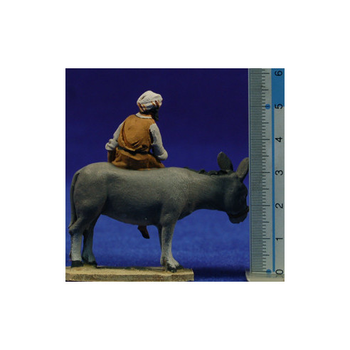 Pastor encima asno M3 4 cm barro pintado De Francesco