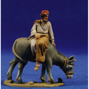 Pastor encima asno 5 cm barro pintado De Francesco