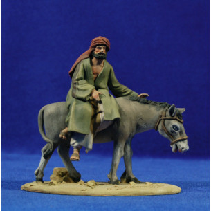 Pastor encima asno 8 cm barro pintado De Francesco