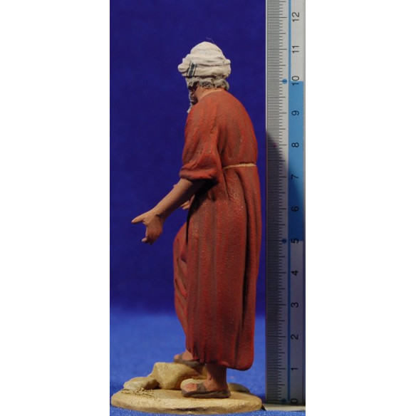 Pastore con asino 10 cm terracotta dipinte De Francesco