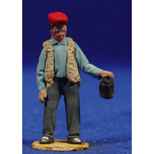 Pastore catalano con lampione 4 cm terracotta dipinte De Francesco