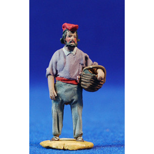 Pastore catalano con cestino 4 cm terracotta dipinte De Francesco