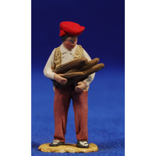 Pastore catalano con fascio di legna da ardere 4 cm terracotta dipinte De Francesco