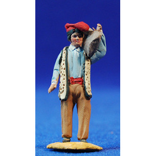 Pastore catalano con sacco 4 cm terracotta dipinte De Francesco