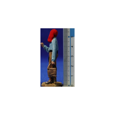 Catalan shepherd with bucket 5,5 cm clay painted De Francesco