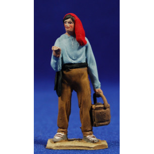 Pastore catalano con secchio 5,5 cm terracotta dipinte De Francesco