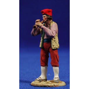 Pastore catalano musicanti sonando flauto 5,5 cm terracotta dipinte De Francesco