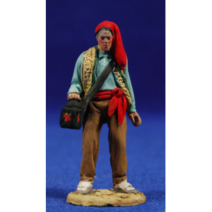 Shepherd catalan with lantern 5,5 cm clay painted De Francesco