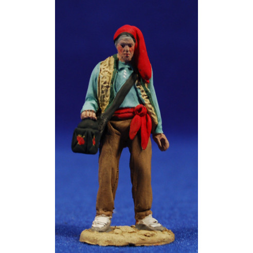 Pastore catalano con lampione 5,5 cm terracotta dipinte De Francesco