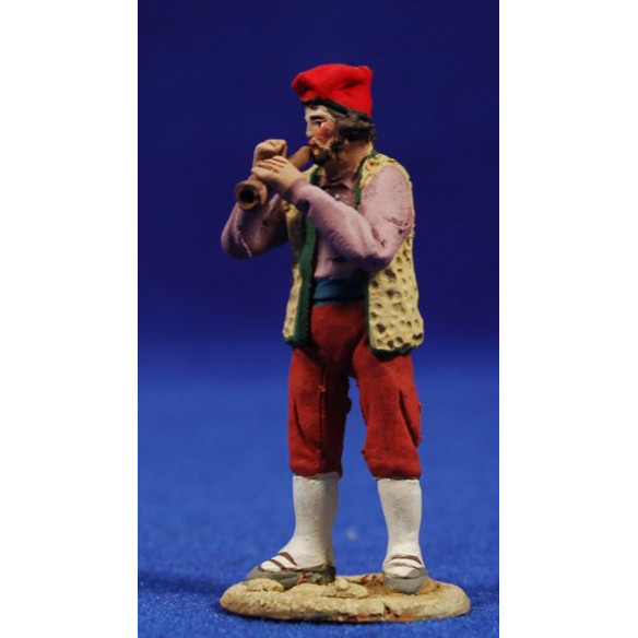 Shepherd catalan musician playing a flute 5,5 cm clay painted De Francesco