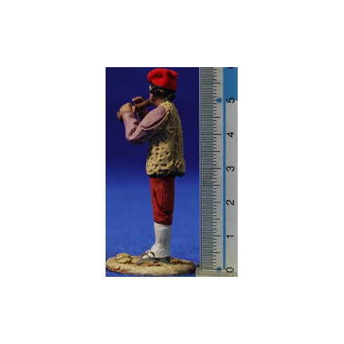 Shepherd catalan musician playing a flute 5,5 cm clay painted De Francesco