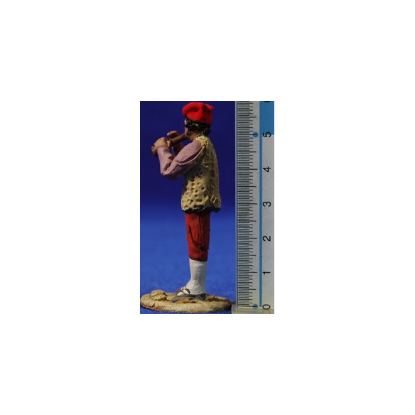 Shepherd catalan musician playing a flute 5,5 cm clay painted De Francesco