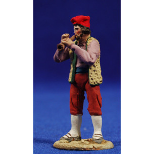 Pastore catalano musicanti sonando flauto 5,5 cm terracotta dipinte De Francesco