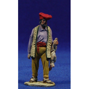 Pastore catalano con coniglio 5 cm terracotta dipinte De Francesco